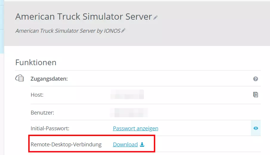 ATS-Server: Remote-Verbindung einrichten im IONOS Cloud Panel Bild: ATS-Server: Remote-Verbindung einrichten im IONOS Cloud Panel
