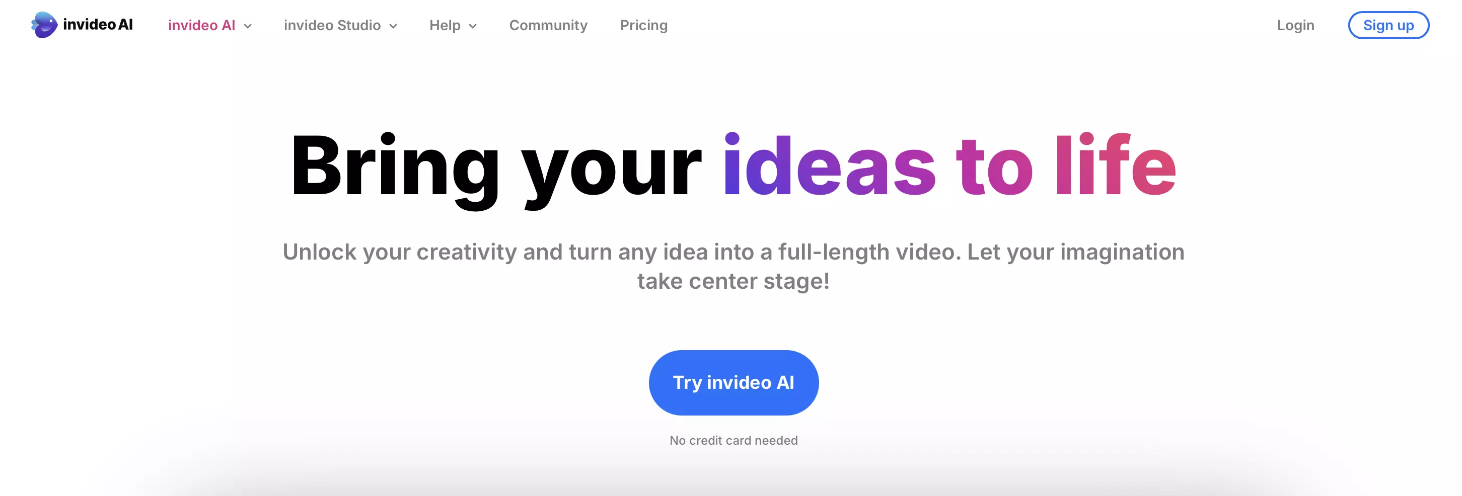 Screenshot der InVideo-Website Bild: Screenshot der InVideo-Website