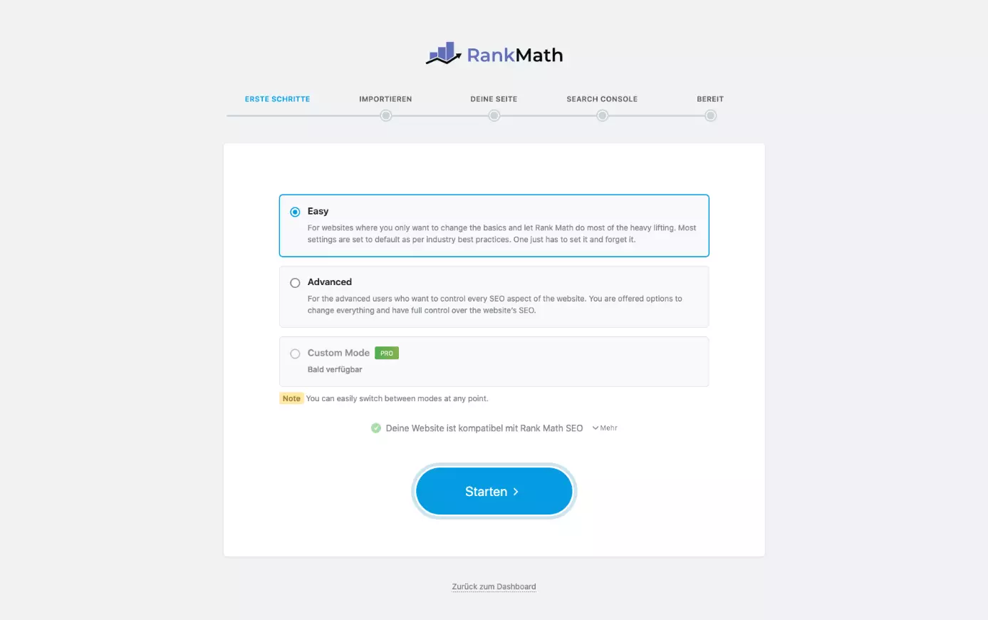 Bild: Set-up-Manager des WordPress-SEO-Plugins Rank Math
